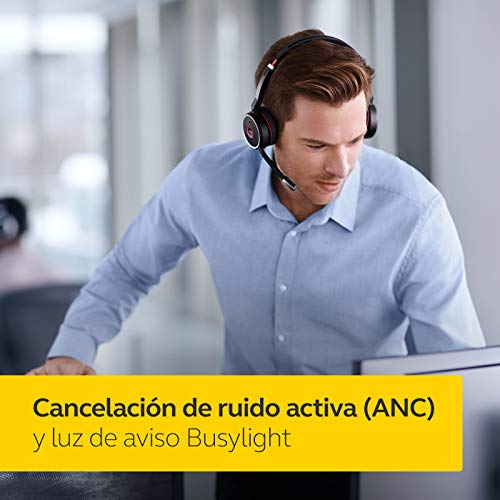 Jabra Evolve 75 - Auriculares Inalámbricos Estéreo Optimizados para Comunicaciones Unificadas con Batería de Larga Duración, para PC, Smartphones y Tabletas, Negro