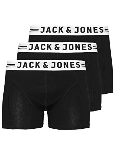 Jack & Jones Sense Trunks 3-Pack Bóxer, Negro, Medium (Pack de 3) para Hombre