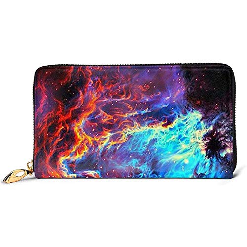 Jacque Dusk Billetera De Cuero Hermosas Carteras del Universo para Hombres, Mujeres, Billetera De Cuero Larga, Tarjetero, Cremallera, Hebilla, Elegante Embrague, Monedero para Mujer