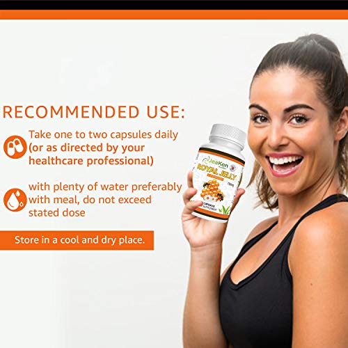 JALEA REAL PURA - Suplemento Alimenticio de Propoleo Puro - Fortalece el Sistema Inmunitario, la Concentración de la Memoria y la Fertilidad - Cabello, Uñas y Piel Saludables: 60 Cápsulas Veganas