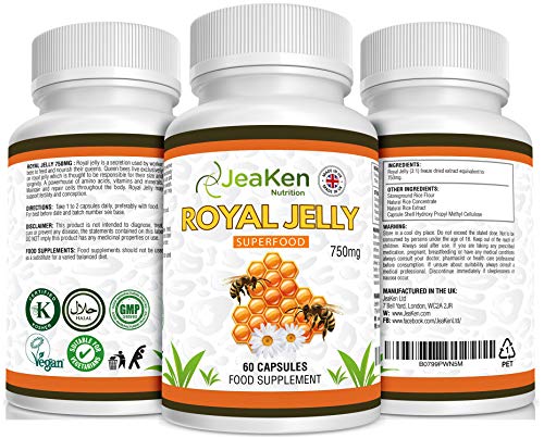 JALEA REAL PURA - Suplemento Alimenticio de Propoleo Puro - Fortalece el Sistema Inmunitario, la Concentración de la Memoria y la Fertilidad - Cabello, Uñas y Piel Saludables: 60 Cápsulas Veganas