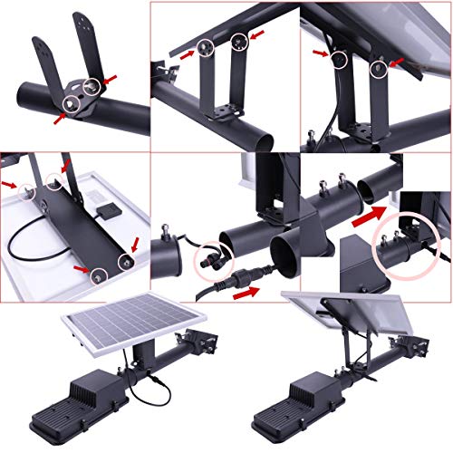 JANDEI - Farola LED 200W Solar Exterior IP65 Panel Orientable 120 LEDS 3500 Lúmenes 6000K Blanco Frío Batería Ion-Litio