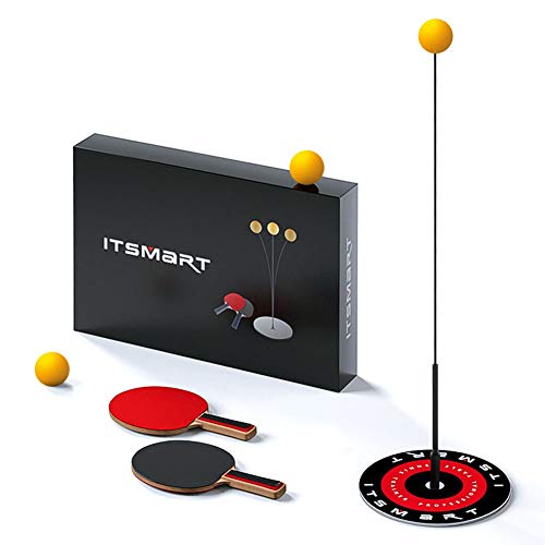 Janny-shop Entrenador de Tenis de Mesa con Eje Suave Elástico 1.1M Deportes de Descompresión de Ocio 2 Padel de Tenis de Mesa, 3 Pelotas para Uso en Interiores o Exteriores