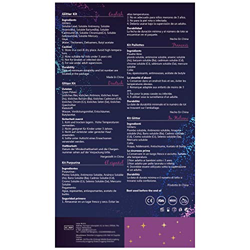 Janolia Tatuaje de Brillo Kit, Purpurinas Polvo para Tatuajes Temporales, 24 Colores & 2 Pegamentos & 2 Cepillos y 108 Plantillas, Colores Fluorescente bajo UV, Ideal para Nino y Adulto, Color al Azar