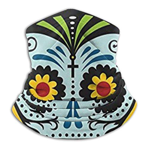 JaOUIY Impresiones de pañuelo Viaje del Día de los Muertos 2017 Calendario de pared Calaveras de azúcar UV Sol Polvo Viento Viento Polaina Medio protector facial Polvo Tela de pañuelo