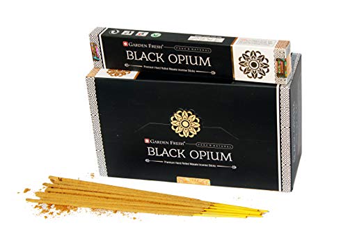 Jardin fresco : Incienso Premium opio Negro | 12 Paquetes de 15 Gramos Cada uno en una Caja | Caja de 180 Gramos | Incienso Puro y Natural