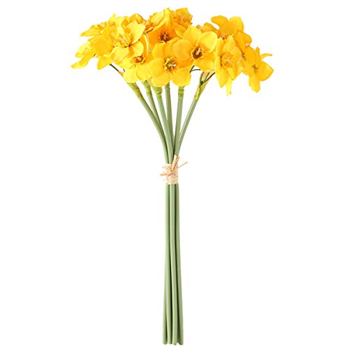 JDV 6 unids/Lote Ramo de Novia Corona de jardín decoración del hogar Planta Artificial Narciso Flores Falsas(Yellow)