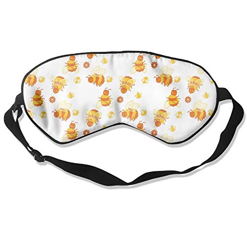 JDYU 100% máscara de seda para dormir, máscara para ojos, diseño de abeja naranja, suave visera para ojos, venda con correa ajustable para dormir, viajes, trabajo, siestas, bloques, luz