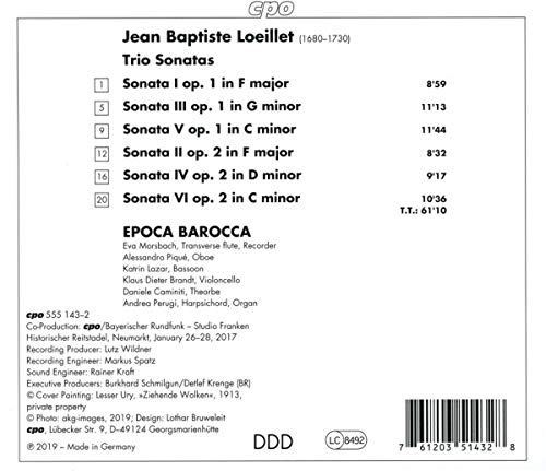 Jean-Baptiste Loeillet de Gand : Sonates en trio. Epoca Barocca.