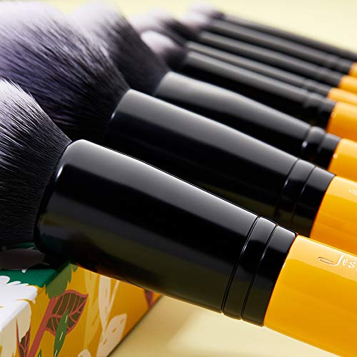 Jessup Pinceles de maquillaje Set de brochas para el rostro con base en polvo Kits cosméticos de cabello sintético 10 piezas (T276)