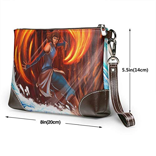 JHGFG Legend Korra Embrague de Cuero Bolso Monedero Tarjeta telefónica con Cremallera Cinturón Muñeca Señoras Pulseras de Cuero Embrague de Cuero para Hombre Embragues de Piel de Vaca Real Monederos