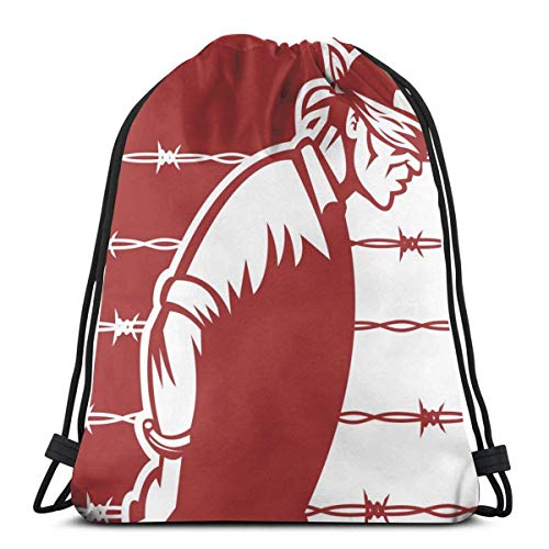 Jhonangel Bolso de Mochila con los Ojos vendados, cordón de poliéster, Saco de Gimnasia Deportivo Impermeable Mochila Escolar 36 x 43 cm / 14.2 x 16.9 Pulgadas