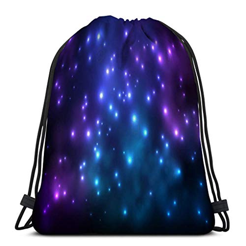 JHUIK Drawstring Bag Backpack,Mochila con cordón Mochila Ligera Gimnasio Viaje Yoga Casual Snackpack Bolsa de hombro para Senderismo Natación universo Folleto de presentación Plantilla de espacio de e
