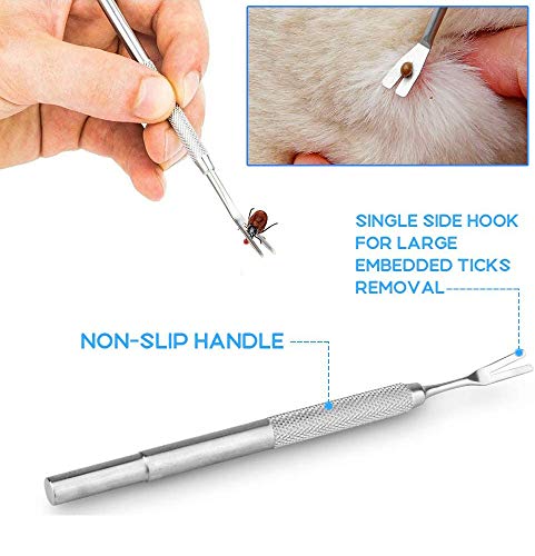 JIASHA Herramientas de Kit para Quitar Garrapatas Kit de Pinzas de Garrapatas de Acero Inoxidable en Caja de Almacenamiento ，para Perro/Gato/Hombre