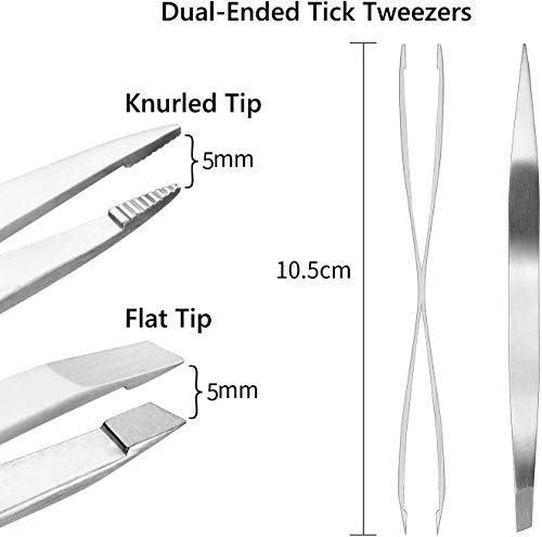 JIASHA Herramientas de Kit para Quitar Garrapatas Kit de Pinzas de Garrapatas de Acero Inoxidable en Caja de Almacenamiento ，para Perro/Gato/Hombre