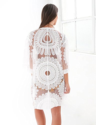 Jielucix Vestidos Playa Bikini Mujer Pareo Kimono Blanco Vestir Verano Regalo