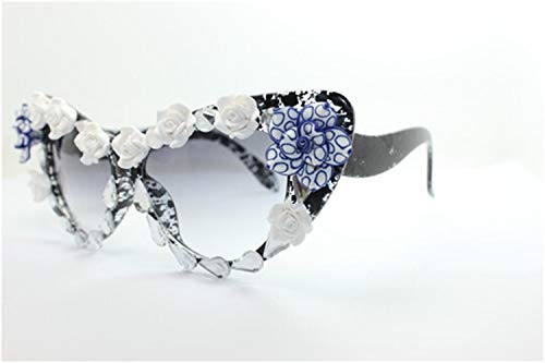 JINGHANLIANG Vidrio Protector Gafas De Playa Hecha A Mano De La Arcilla del Polímero De La Flor Waterdrop Gafas De Sol De Las Mujeres De Moda De Verano UV Protección del Gato Gafas (Color : As Shown)