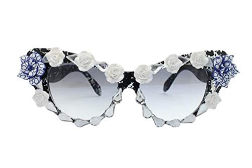 JINGHANLIANG Vidrio Protector Gafas De Playa Hecha A Mano De La Arcilla del Polímero De La Flor Waterdrop Gafas De Sol De Las Mujeres De Moda De Verano UV Protección del Gato Gafas (Color : As Shown)