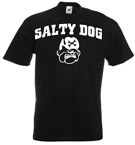 JINTORA Camiseta T-Shirt - Hombre Negro - Talla S - Perro Salado - JDM/Die Cut - para Fiesta Carnaval Carnaval Laboral Deportes