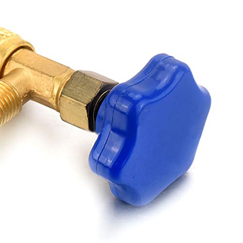 Jinyang Herramienta Azul Metal Válvula Abrebotellas 1/4 SAE Conector Dispensador de Refrigerante Válvula Abrebotellas for R22 R134a R410A Jinyang