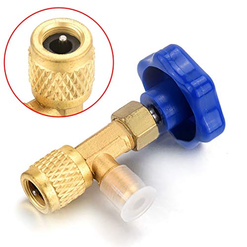 Jinyang Herramienta Azul Metal Válvula Abrebotellas 1/4 SAE Conector Dispensador de Refrigerante Válvula Abrebotellas for R22 R134a R410A Jinyang