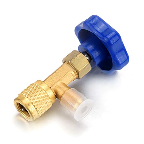 Jinyang Herramienta Azul Metal Válvula Abrebotellas 1/4 SAE Conector Dispensador de Refrigerante Válvula Abrebotellas for R22 R134a R410A Jinyang