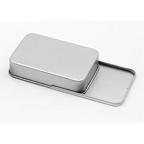 Jixista Metal Estaño Caja de Metal Contenedor Metálico De Estaño de Almacenamiento de Plata Organizador de Caja APA Deslizante Cajas De Lata Almacenamiento Organizador de casa Caja de Lata de Plata