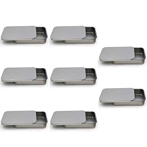 Jixista Metal Estaño Caja de Metal Contenedor Metálico De Estaño de Almacenamiento de Plata Organizador de Caja APA Deslizante Cajas De Lata Almacenamiento Organizador de casa Caja de Lata de Plata