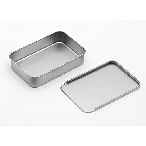 Jixista Metal Estaño Caja de Metal Contenedor Metálico De Estaño de Almacenamiento de Plata Organizador de Caja APA Deslizante Cajas De Lata Almacenamiento Organizador de casa Caja de Lata de Plata