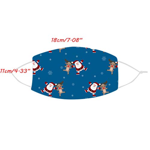 JMNyxgs 5PC Niño Navidad Cubrebocas Impresión Transpirable Reutilizable Lavable Moda Exterior Transpirable Ajustable D