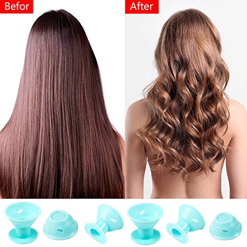 Joeyer 40 Pcs Rulos para el Pelo de Silicona, Sin Calor Sin Clip Rulos Magicos Cabello Largo, 20 Grandes + 20 Pequeños Flexibles Rizador Pelo (BLUE)