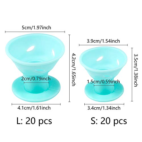 Joeyer 40 Pcs Rulos para el Pelo de Silicona, Sin Calor Sin Clip Rulos Magicos Cabello Largo, 20 Grandes + 20 Pequeños Flexibles Rizador Pelo (BLUE)
