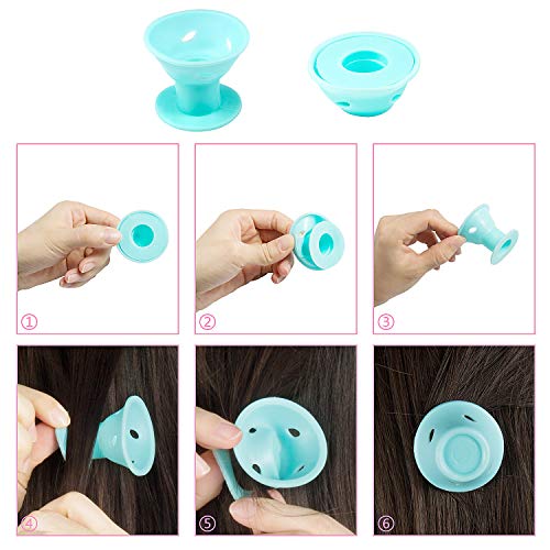 Joeyer 40 Pcs Rulos para el Pelo de Silicona, Sin Calor Sin Clip Rulos Magicos Cabello Largo, 20 Grandes + 20 Pequeños Flexibles Rizador Pelo (BLUE)