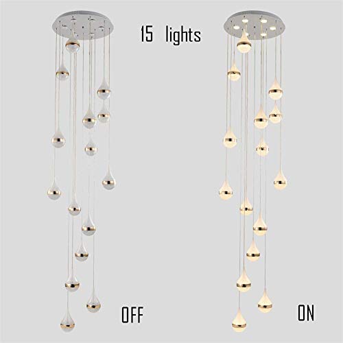 JOEY'S Escalera Pasillo Lámpara Colgante Luz Colgante de Techo Bola Moderno Creativo LED Blanco cálido Sala de Estar Comedor Araña Loft Hall Hotel Tienda Decoración Lámpara,15lights,15