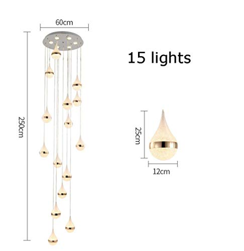 JOEY'S Escalera Pasillo Lámpara Colgante Luz Colgante de Techo Bola Moderno Creativo LED Blanco cálido Sala de Estar Comedor Araña Loft Hall Hotel Tienda Decoración Lámpara,15lights,15