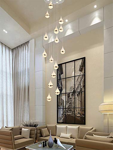 JOEY'S Escalera Pasillo Lámpara Colgante Luz Colgante de Techo Bola Moderno Creativo LED Blanco cálido Sala de Estar Comedor Araña Loft Hall Hotel Tienda Decoración Lámpara,15lights,15