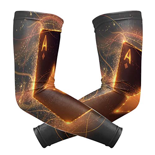 Jojoshop Ace Card con manga de compresión para brazo de efecto fuego, artritis, protección UV, corredores adultos jóvenes (1 par)