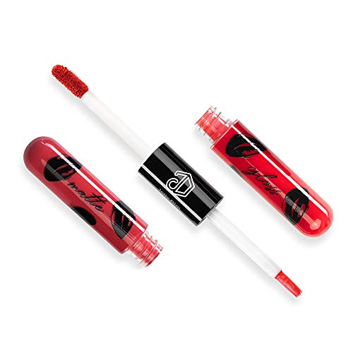 Jolly Dim Makeup - Set de maquillaje de ojos y labios Red Gold: Dúo ojos y brillo Sunny Gold 3 y Dúo de labios Matte & Gloss Red 1. Perfecto para llevar