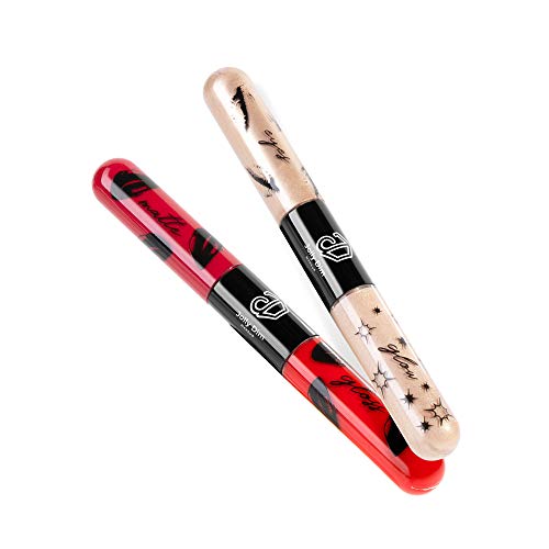 Jolly Dim Makeup - Set de maquillaje de ojos y labios Red Gold: Dúo ojos y brillo Sunny Gold 3 y Dúo de labios Matte & Gloss Red 1. Perfecto para llevar