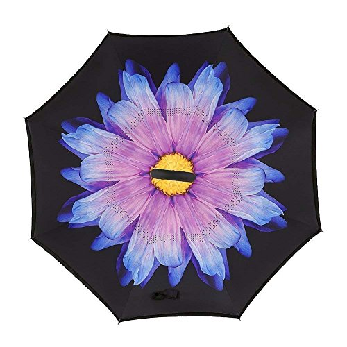 Jooayou Paraguas Invertido de Doble Capa,Paraguas Plegable de Manos Libres Autoportante,Paraguas a Prueba de Viento Anti-UV para la Lluvia del Coche al Aire Iibre