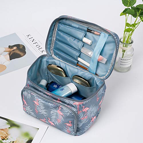 JooNeng - Bolsa de aseo de gran capacidad, para productos de maquillaje y cosméticos, ideal para viaje, con soporte para cepillos de dientes impermeable, neceser ideal para mujeres y niñas