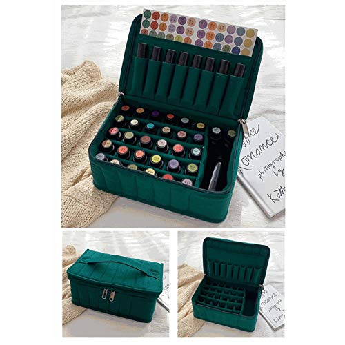 josietomy - Bolsa de Almacenamiento para 28 ampollas de Aceite Esencial para Botellas de Aceite Esencial de Viaje, Bolsa de Aceite, Bolsa de Aceite, para Aceite Esencial y Accesorios Verde