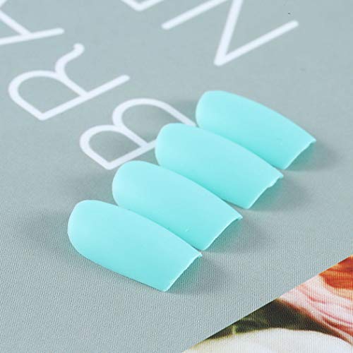 Jovono Color sólido Uñas postizas Uñas postizas mate Uñas de garra de cabeza cuadrada Uñas artificiales de cubierta completa para mujeres y niñas (24 piezas) (azul claro)