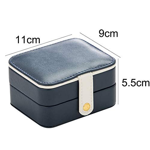 Joyero caja de almacenamiento de la mano pendientes de maquillaje joyería de múltiples capas de la caja de cuero de imitación Material de princesa europea portátil trompeta Mini llevar fácil mI MianYa
