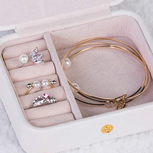 Joyero caja de almacenamiento de la mano pendientes de maquillaje joyería de múltiples capas de la caja de cuero de imitación Material de princesa europea portátil trompeta Mini llevar fácil mI MianYa