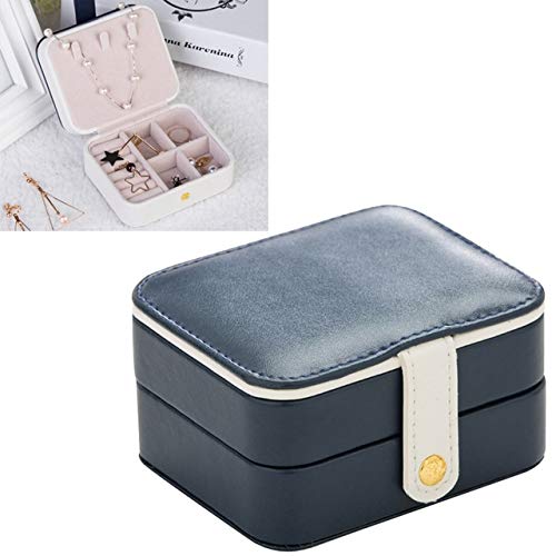 Joyero caja de almacenamiento de la mano pendientes de maquillaje joyería de múltiples capas de la caja de cuero de imitación Material de princesa europea portátil trompeta Mini llevar fácil mI MianYa