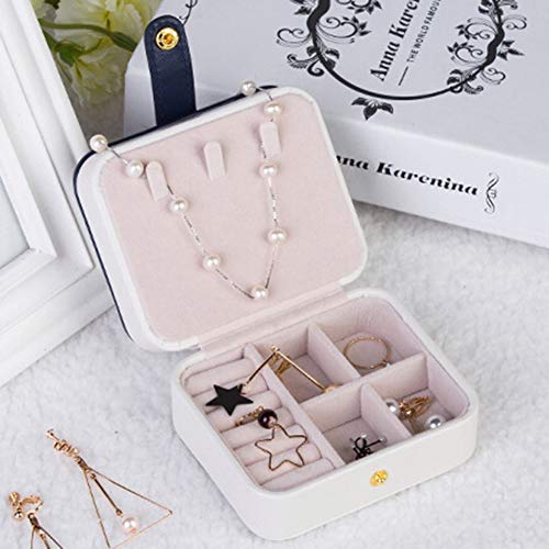 Joyero caja de almacenamiento de la mano pendientes de maquillaje joyería de múltiples capas de la caja de cuero de imitación Material de princesa europea portátil trompeta Mini llevar fácil mI MianYa