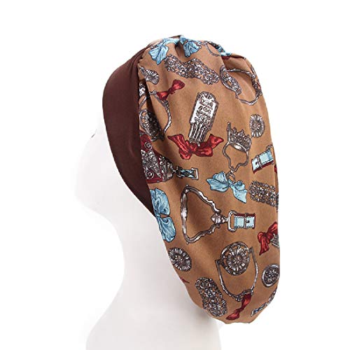 Joyfeel's Store Gorra de Seda para Dormir con Capucha de Raso Floral para el Cabello para la pérdida Natural del Cabello Protección del Cabello de Noche y día (Pack of 2 (Coffee+Wine))
