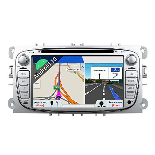 JOYX Android 10 Autoradio Compatible para Ford Focus/Mondeo/S-Max/C-Ma/Galaxy - 2G+32G - LIBRE Cámara trasera & Canbus - Soporte Bluetooth5.0 WLAN MirrorLink DAB Carplay 4G - GPS 2 Din - 7 pulgadas