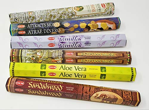 JRose Collections - Varillas de incienso con carro SE para atraer dinero, sándalo, jazmín, aloe vera, almizcle egipcio, vainilla (H14)
